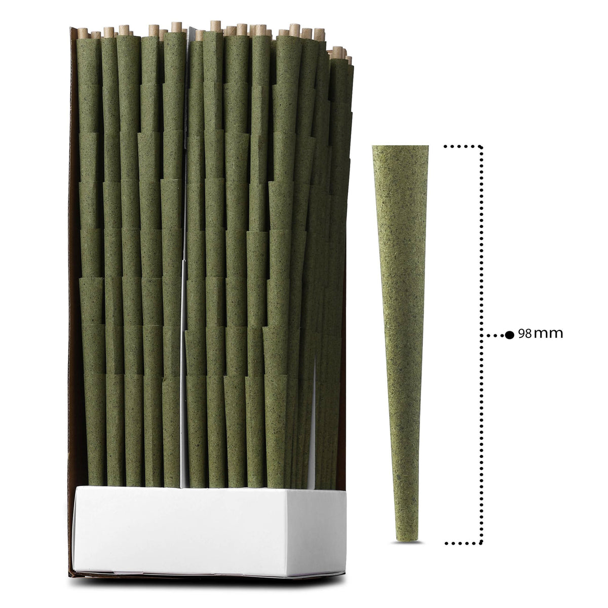 98mm Standard Green Hemp Wrap Blunt Spiral Filter (Paper) Cones 003