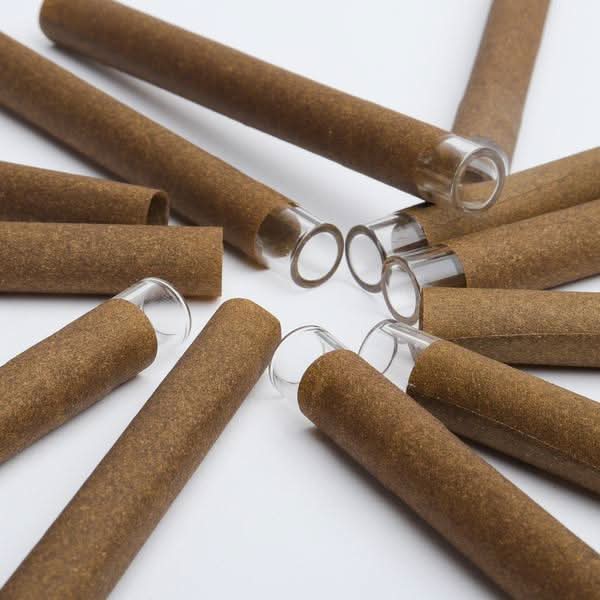 70mm Dogwalker Brown Hemp Wrap Blunt Glass Filter 9mm Dia Tubes