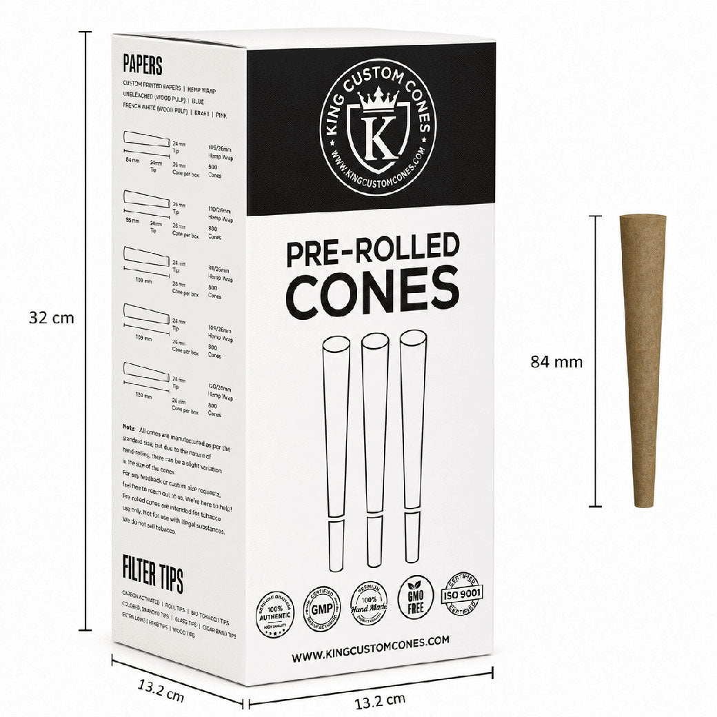 84mm (1-1/4) Brown Hemp Wrap Blunt MW Filter Cones