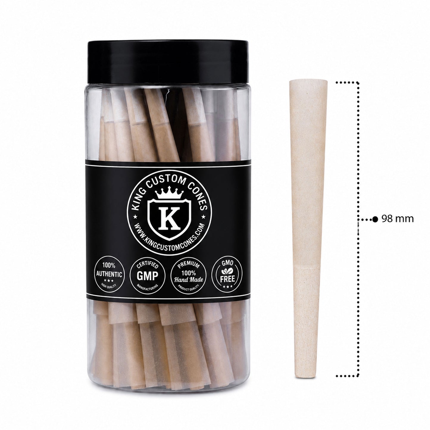 98mm Standard Unrefined Brown Paper MW Filter Cones Jar