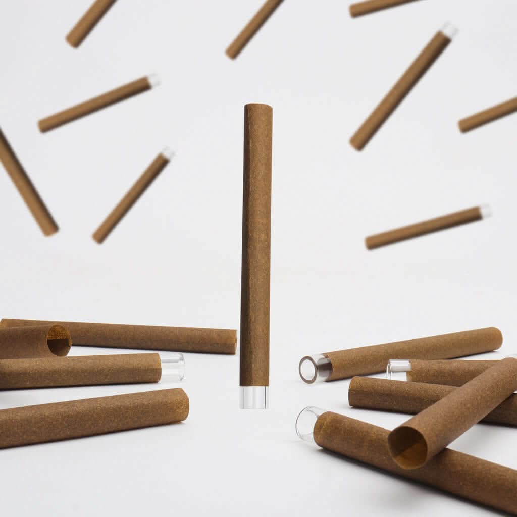 84mm (1-1/4) Brown Hemp Wrap Blunt Glass Filter 9mm Dia Tubes