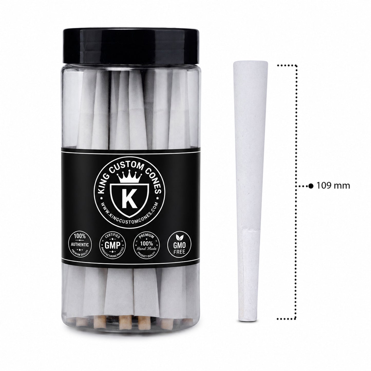 109mm King Size French White Paper MW Filter Cones Jars