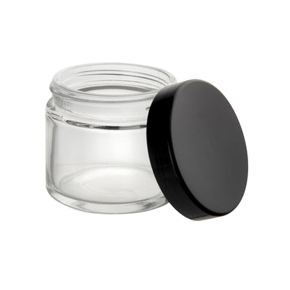 Glass Jar w/ Cap 2oz / 60mm, 100-Pack, Child Resistant (Loud Lock) 001