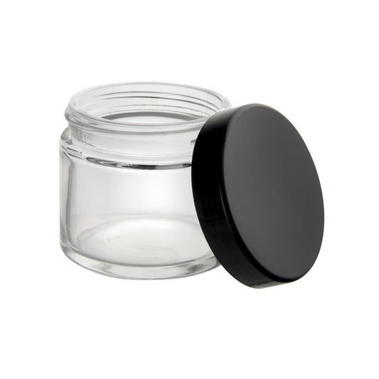 Glass Jar w/ Cap 2oz / 60mm, 100-Pack, Child Resistant (Loud Lock)