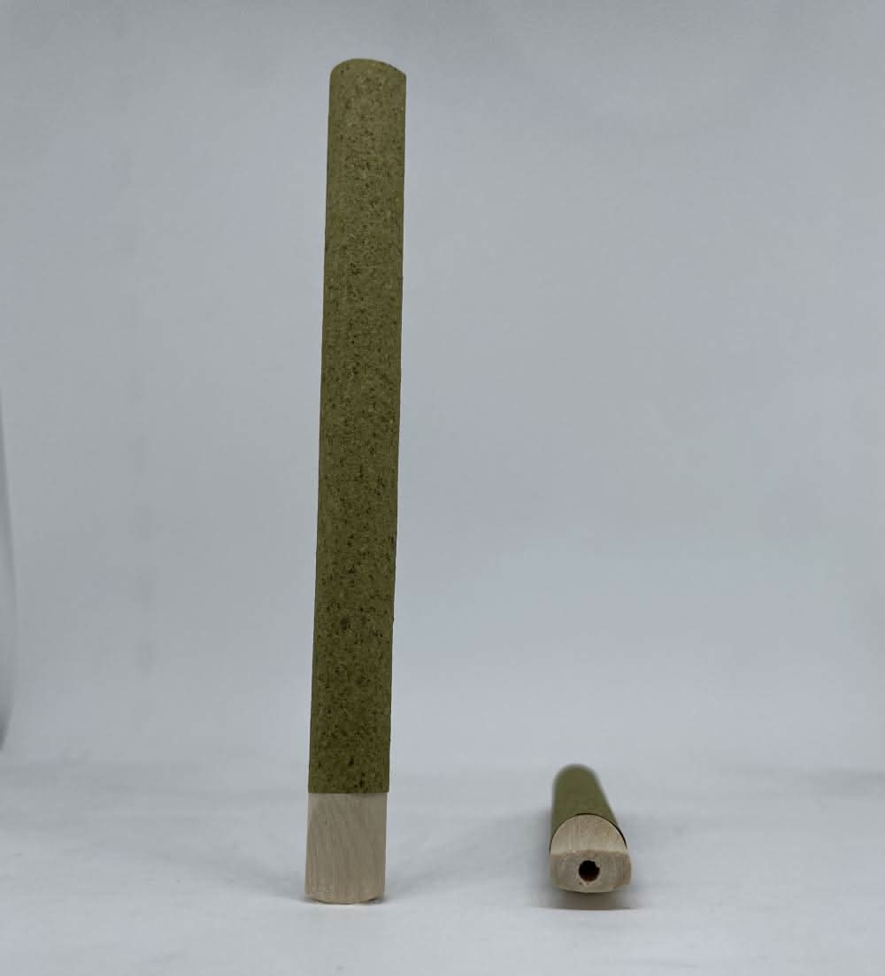 84mm (1-1/4) Green Hemp Wrap Blunt Wood Filter Pinched 9mm Dia Tubes
