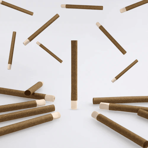 84mm (1-1/4) Green Hemp Wrap Blunt Wood Filter Pinched 9mm Dia Tubes